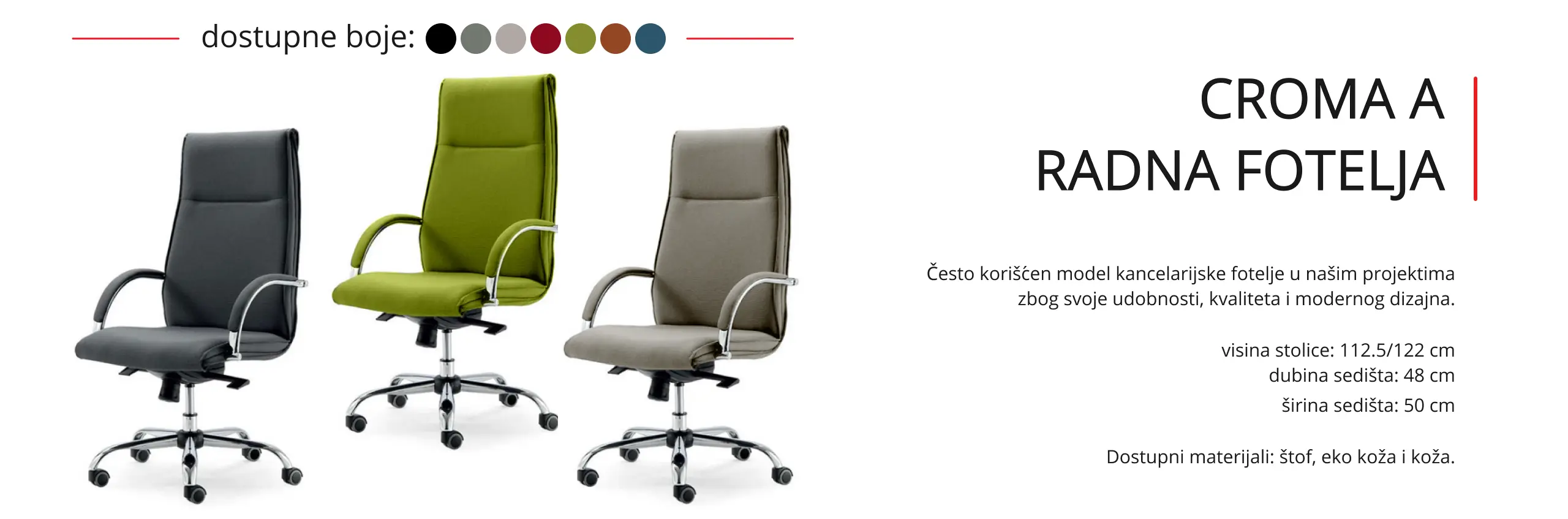 Radna fotelja Croma A - premium kancelarijska fotelja